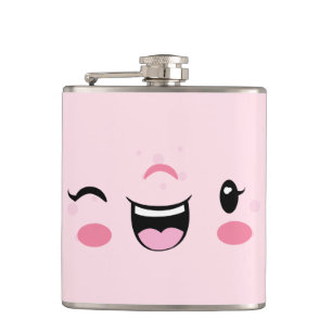 Petaca Cara de roca de Kawaii con guiño de guiño