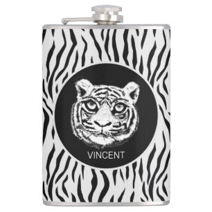 Petaca Cara de Tigre Salvaje Personalizada en Patrón de P