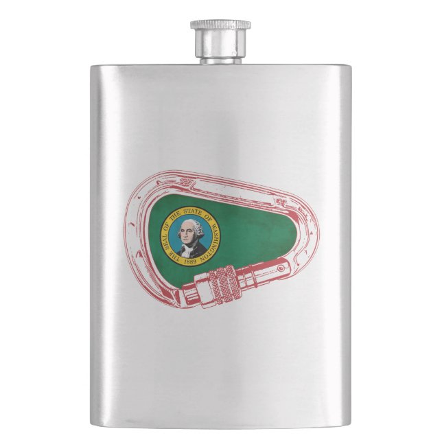 Petaca Carabiner de ascenso con bandera de Washington (Anverso)