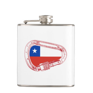 Petaca Carabiner de escalada con bandera de Chile