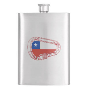 Petaca Carabiner de escalada con bandera de Chile