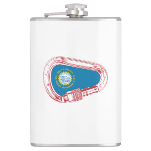 Petaca Carabiner de escalada con bandera de Dakota del Su