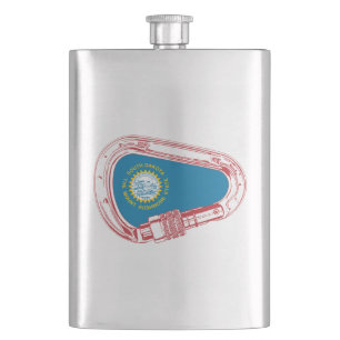 Petaca Carabiner de escalada con bandera de Dakota del Su