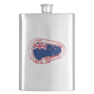 Petaca Carabiner de escalada con bandera de Nueva Zelanda