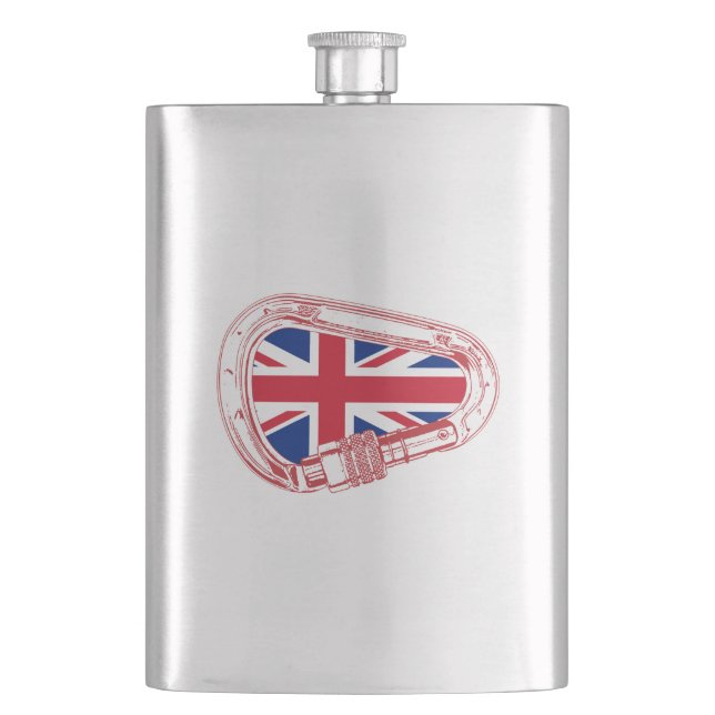 Petaca Carabiner de escalada de bandera británica (Anverso)