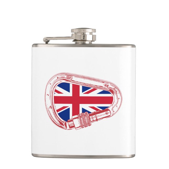 Petaca Carabiner de escalada de bandera británica (Anverso)
