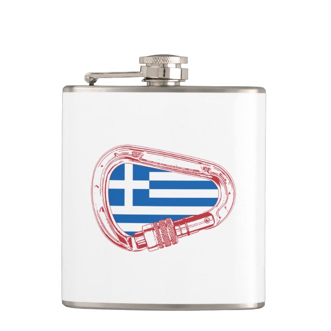 Petaca Carabiner de escalada de bandera de Grecia (Anverso)