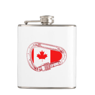 Petaca Carabiner Flask con bandera de Canadá escalando