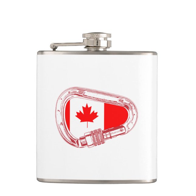 Petaca Carabiner Flask con bandera de Canadá escalando (Anverso)