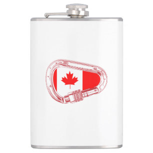Petaca Carabiner Flask con bandera de Canadá escalando