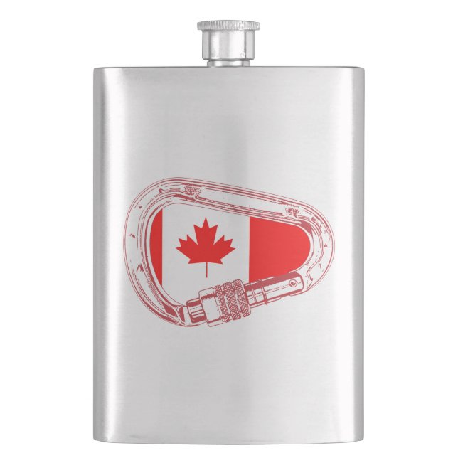 Petaca Carabiner Flask con bandera de Canadá escalando (Anverso)