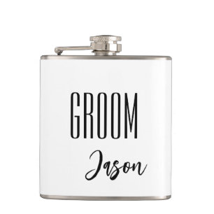 Petaca Carácter Groom de nombre personalizado
