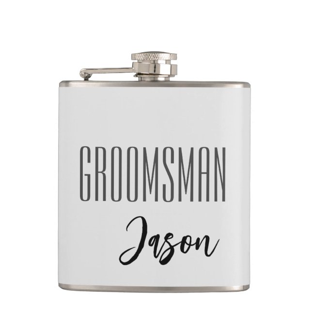 Petaca Carácter Groomsman de nombre personalizado (Anverso)