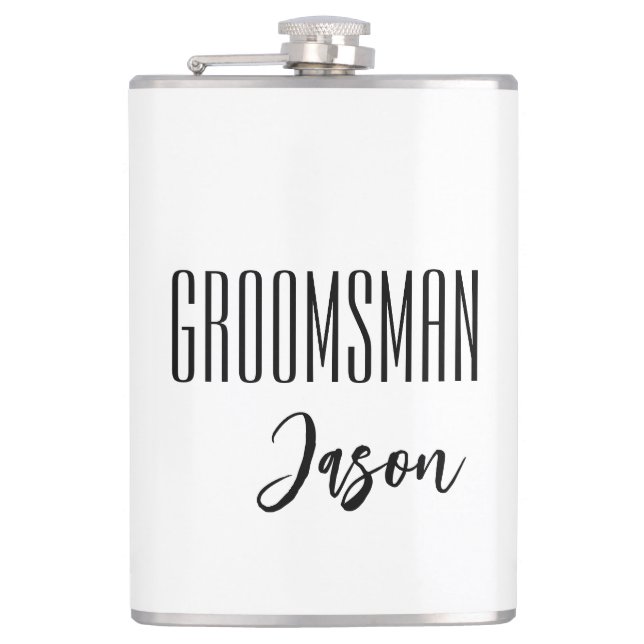 Petaca Carácter Groomsman de nombre personalizado (Anverso)
