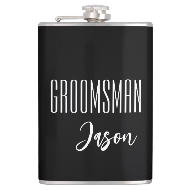 Petaca Carácter Groomsman de nombre personalizado (Anverso)