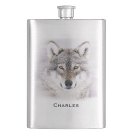 Petaca Carácter Personalizado de color de agua lobo