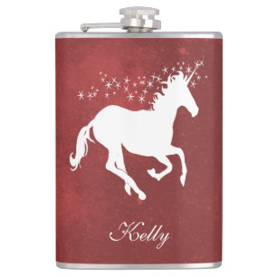 Petaca Carácter personalizado de Unicornio rojo
