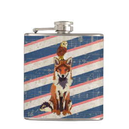 Petaca Carácter retro rojo Fox y Owl Flask