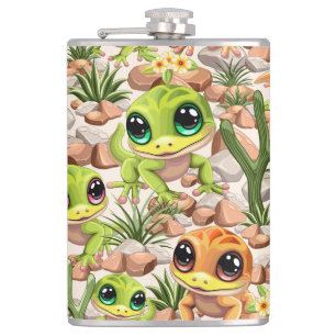 Petaca Caracteres de dibujos animados de Baby Geckos Cute