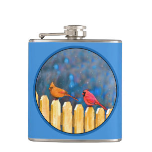 Petaca Cardenales sobre la pintura de la cerca - Arte ori