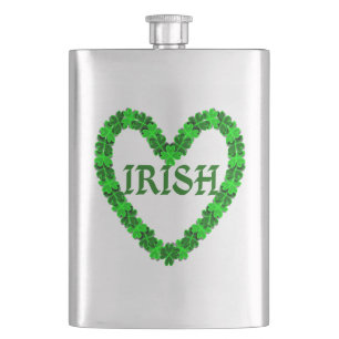 Petaca Cardilla irlandesa del corazón de Shamrock