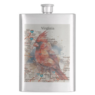 Petaca Cardinal en mapa de carreteras de Virginia Arte ac
