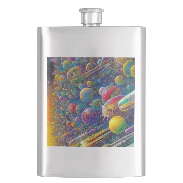 Petaca Cargador de acero inoxidable de Space Race (Anverso)