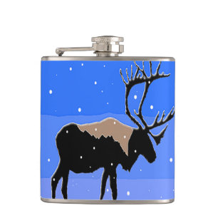 Petaca Caribou in Winter - Arte original de la vida salva