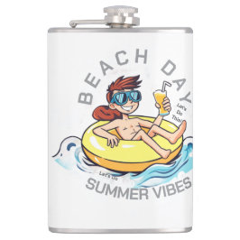 Petaca Caricatura de Beach Day en el anillo inflable