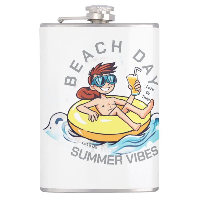 Petaca Caricatura de Beach Day en el anillo inflable (Anverso)