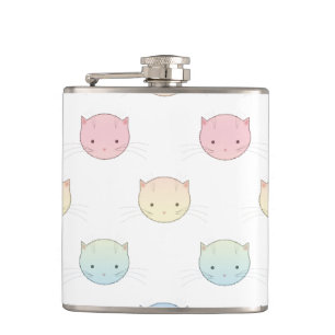 Petaca Caritas de gatito pastel adorables rosa azul verde