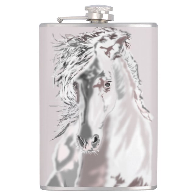 Petaca Carne con caballo blanco - Pintura (Anverso)