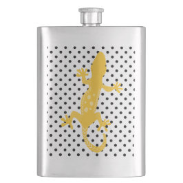 Petaca Carne de color blanco dorado Lizard Black Polka