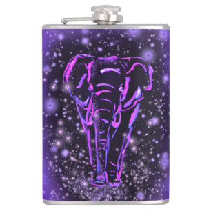 Petaca Carne De Elefante Caminando En La Noche Purple Sta