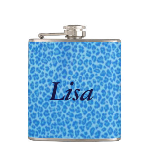 Petaca Carne de piel de leopardo azul personalizada