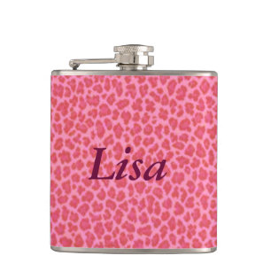 Petaca Carne de piel de leopardo rosa personalizada