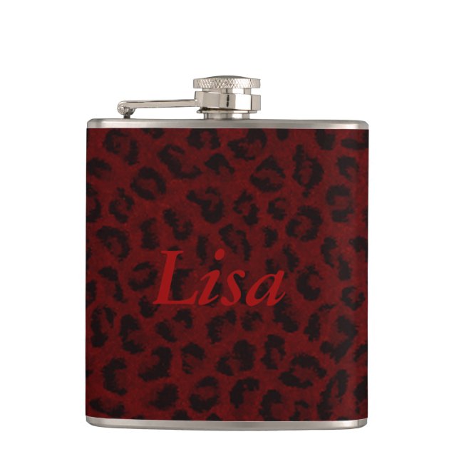 Petaca Carne de piel personalizada de leopardo rojo (Anverso)