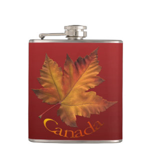 Petaca Carne de recuerdo de Canadá otoño con botella de b