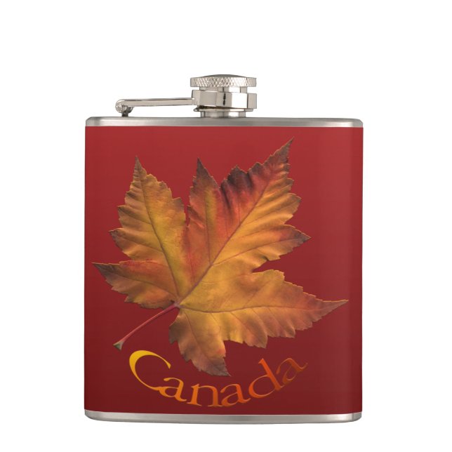 Petaca Carne de recuerdo de Canadá otoño con botella de b (Anverso)