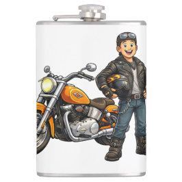 Petaca Cartoon Biker with Powerful Motorcycle Rider Art
