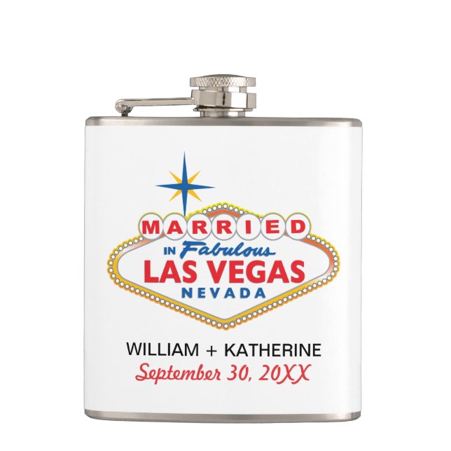 Petaca CASADO EN LAS VEGAS Flask Bridal Party Regalo (Anverso)