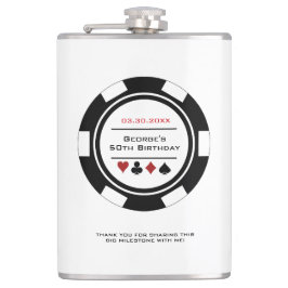 Petaca Casino Chip Black and White Birday Flask