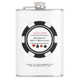 Petaca Casino Chip Black and White Birday Flask