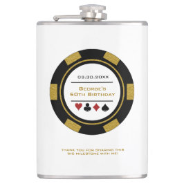 Petaca Casino Chip Black Gold White Birday Flask