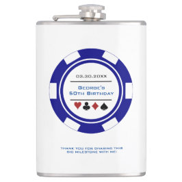 Petaca Casino Poker Chip Navy Blue Birday Flask
