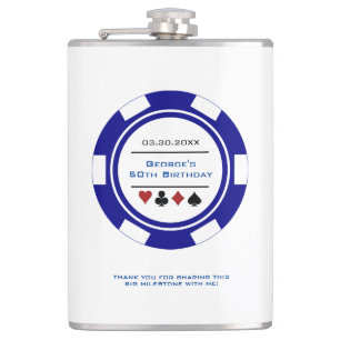 Petaca Casino Poker Chip Navy Blue Birday Flask