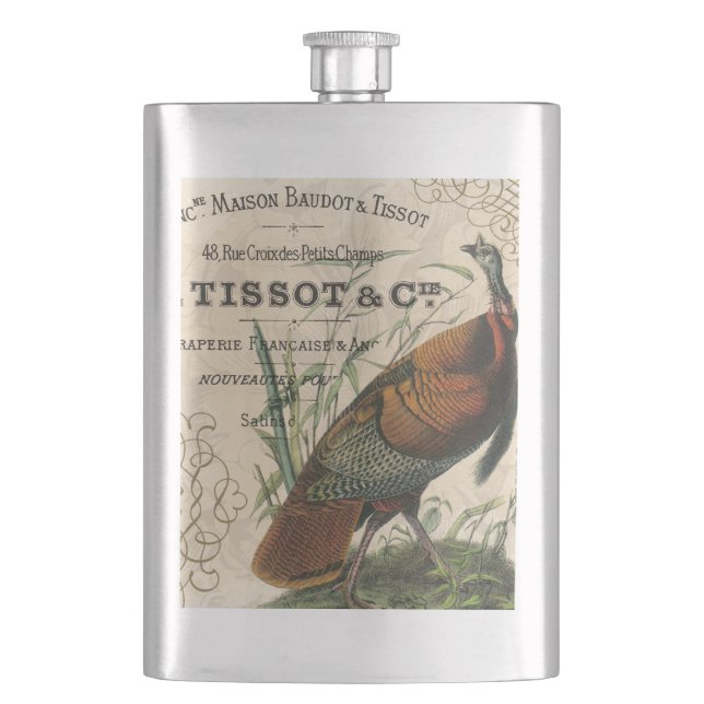 Petaca casta vintage moderna pavo silvestre (Anverso)
