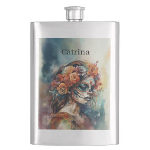 Petaca Catrina acuarela Día de los Muertos Calavera de az