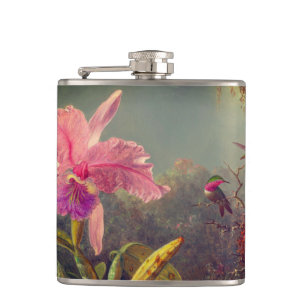 Petaca Cattleya Orchid y tres Hummingbirds Heade