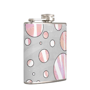 Petaca Cebra de punto de polka rosa y blanca